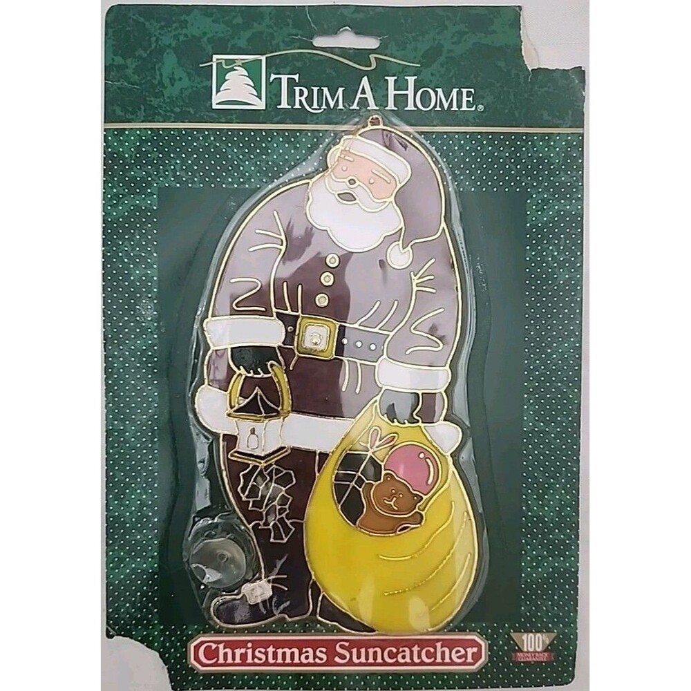 Vintage Trim A Home Christmas Santa Clause Window Suncatcher w/ Suction Cup NEW